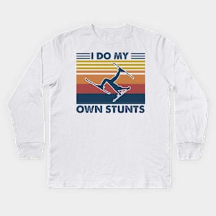 I Do My Own Stunts - Skiing Funny Kids Long Sleeve T-Shirt